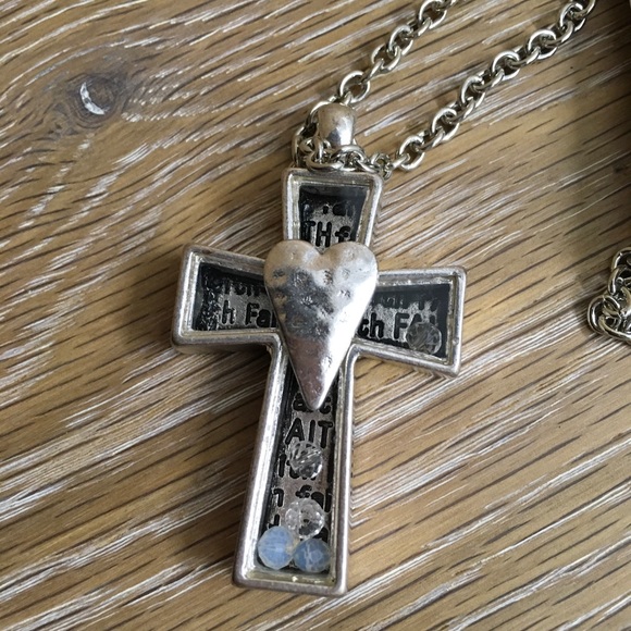 Silver Philosophical Cross Necklace & Drop Earring - Picture 4 of 11